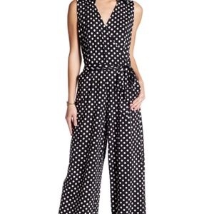 Nina Leonard polka dot jumpsuit